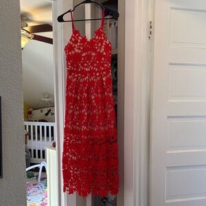 Red Lace Sleeveless Dress